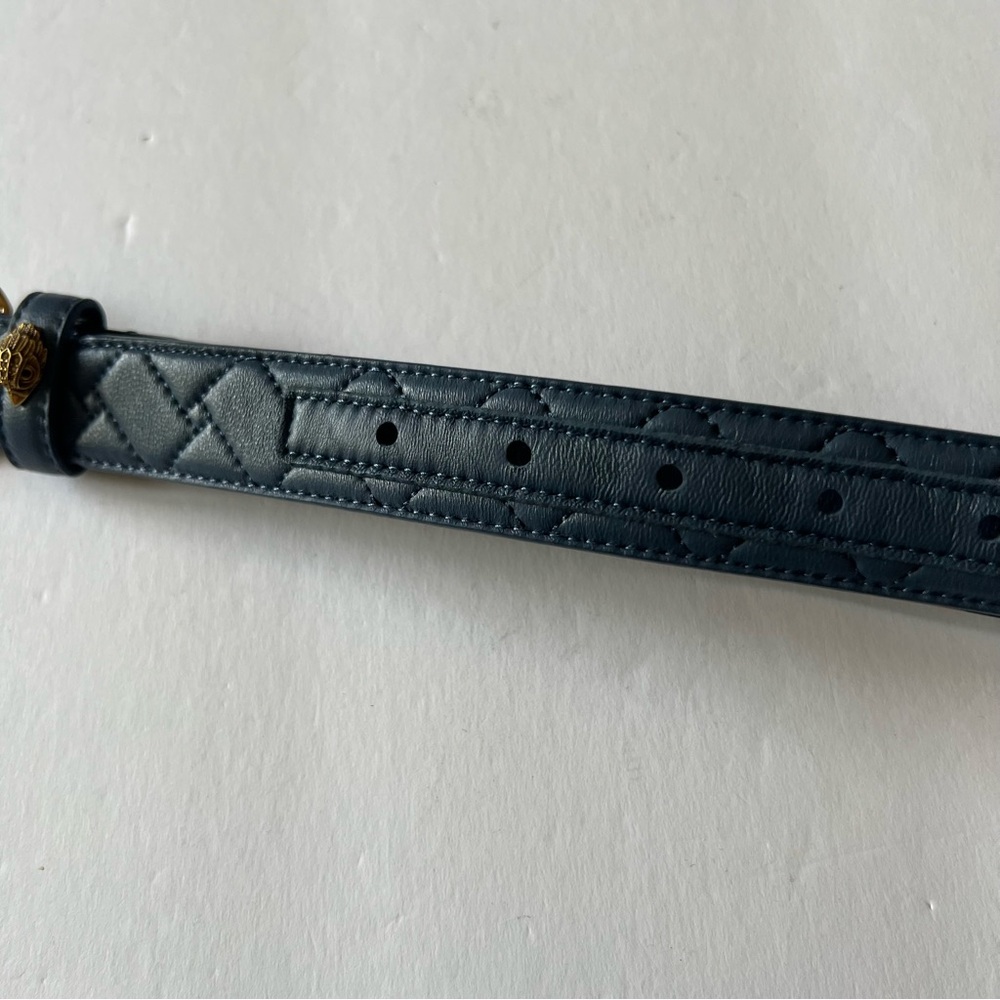 KURT GEIGER LONDON WOMENS QUILTED LEATHER BELT VINTAGE INDIGO BLUE SIZE M/L NWT - Picture 10 of 16